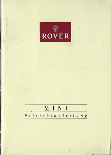 Rover mini betriebsanleitung - rover,